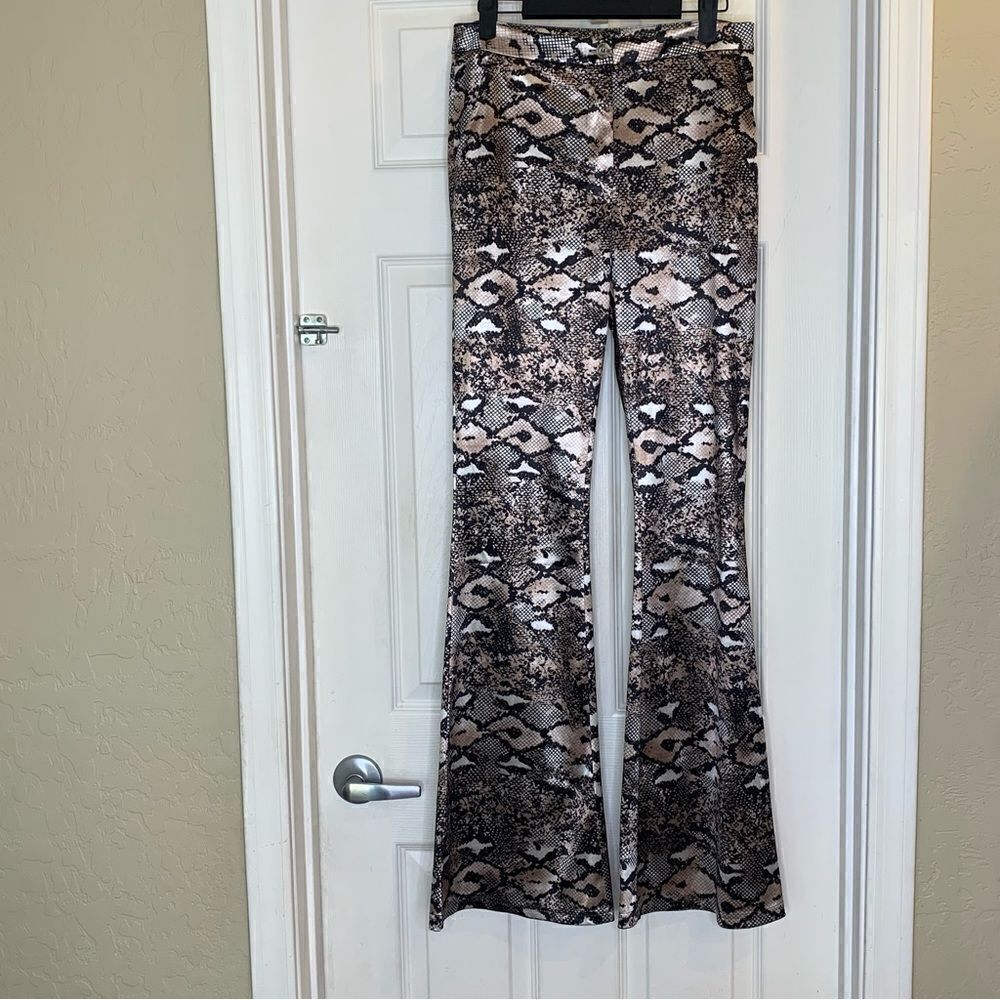 MILK & HONEY High Waist Snakeskin Flair Pants Size Medium